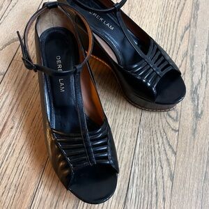 Derek Lam Black Leather Wedge Sandals